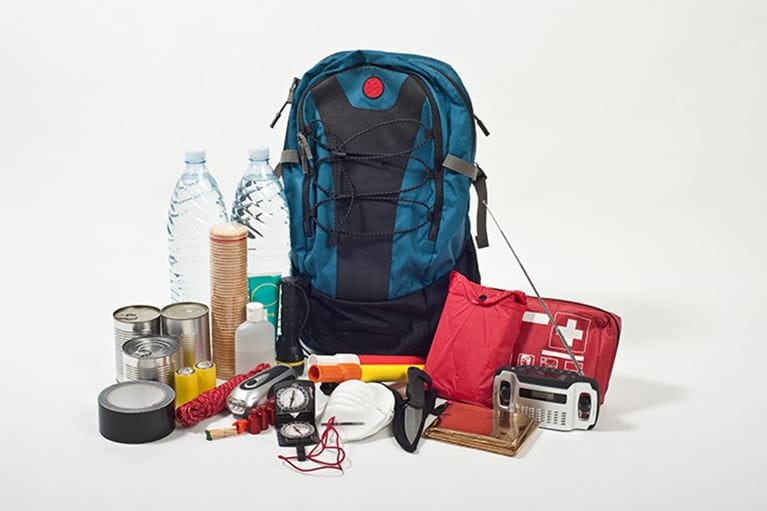 Emergency kit - backpack, water, canned goods, etc...