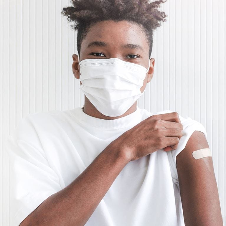 African American male wearing mask