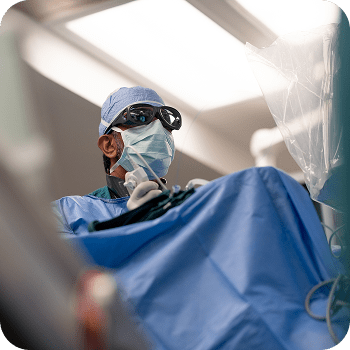 Doctor performing kidney stone procedure.
